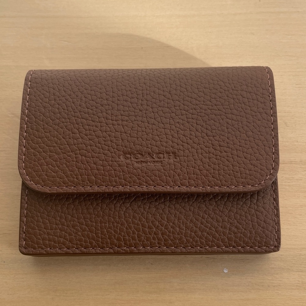 COACH cognac leather accordion wallet